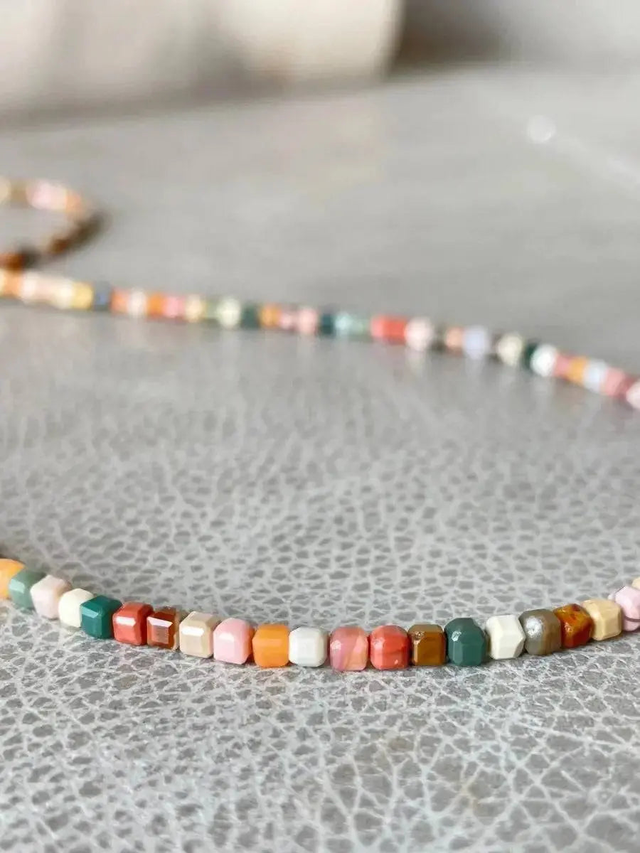 Desert Dawn – Alashan Rainbow Agate Micro-Faceted Necklace view 2